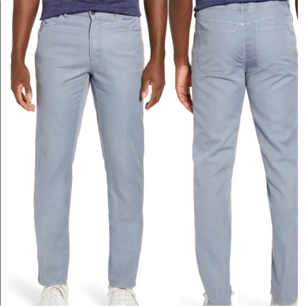 Faherty Del Mar 5 pocket linen blend straight leg pants light blue size 42x30